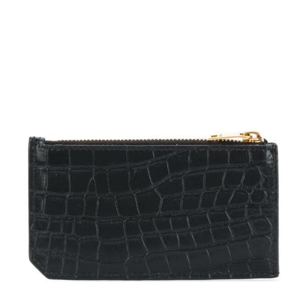 Brand NEW! YSL Saint Laurent Crocodile-Embossed Card Zipper Holder Case Wallet - Picture 8 of 12